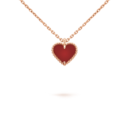 [Auream]SWEET CLOVER CARNELIAN HEART NECKLACE
