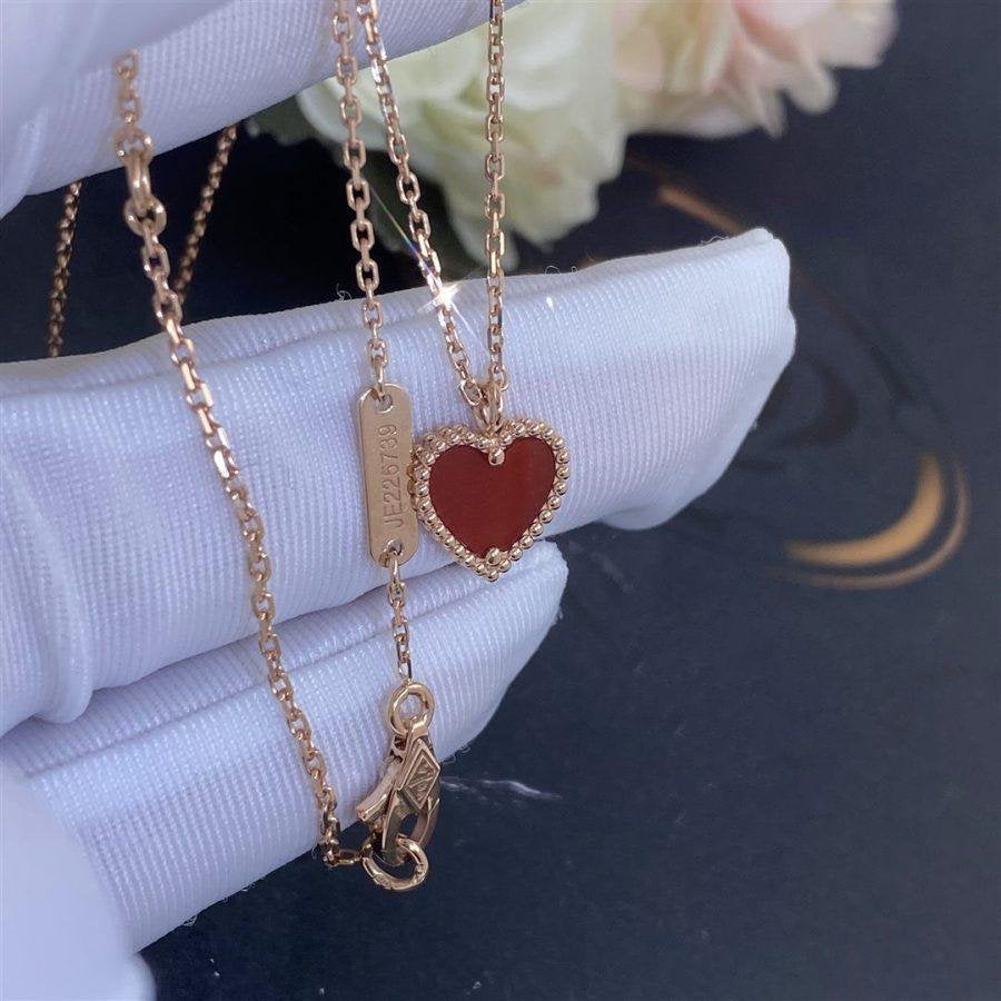 [Auream]SWEET CLOVER CARNELIAN HEART NECKLACE
