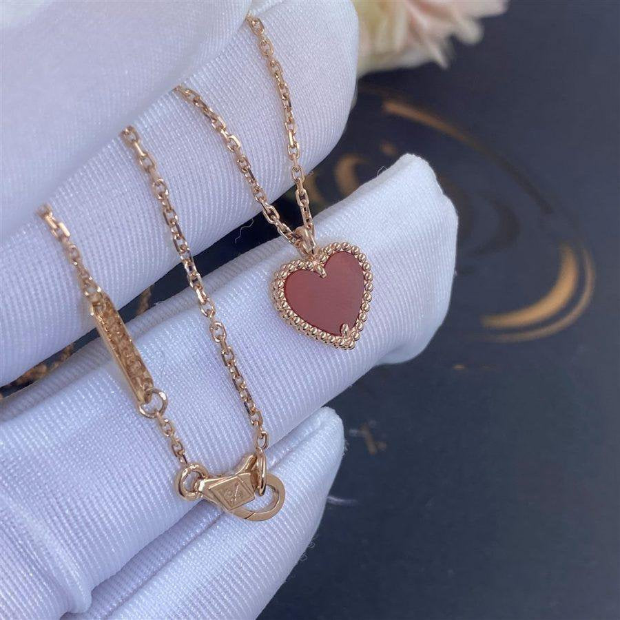 [Auream]SWEET CLOVER CARNELIAN HEART NECKLACE