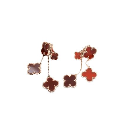 [Auream]CLOVER EARRINGS CARNELIAN 4 MOTIFS PINK GOLD