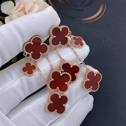 [Auream]CLOVER EARRINGS CARNELIAN 4 MOTIFS PINK GOLD