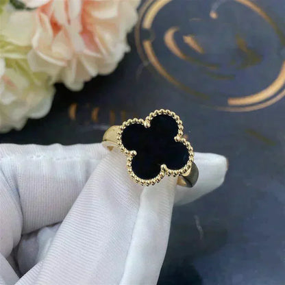 [Auream]CLOVER ONYX RING