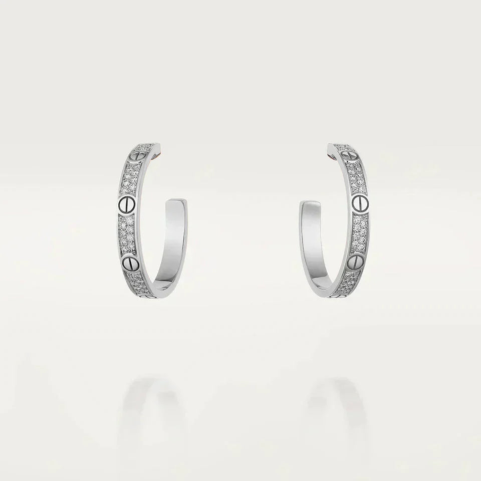 [Auream]LOVE DIAMOND SILVER HOOP EARRINGS