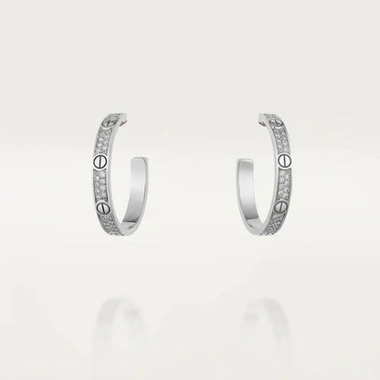[Auream]LOVE DIAMOND SILVER HOOP EARRINGS