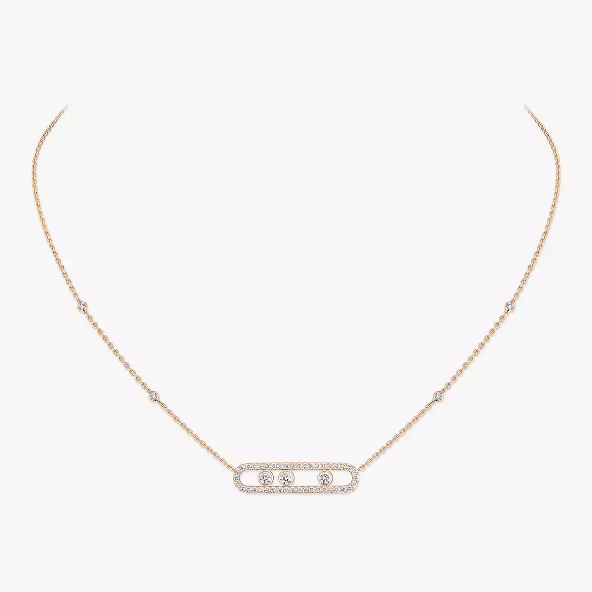 [Auream] Move Pave_ Rose Gold Diamond Necklace