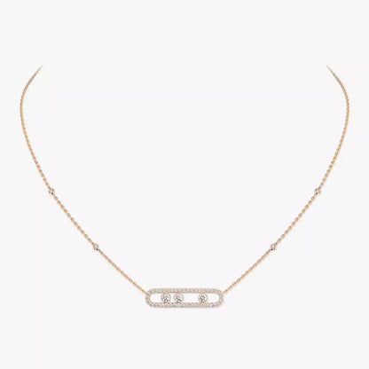 [Auream] Move Pave_ Rose Gold Diamond Necklace