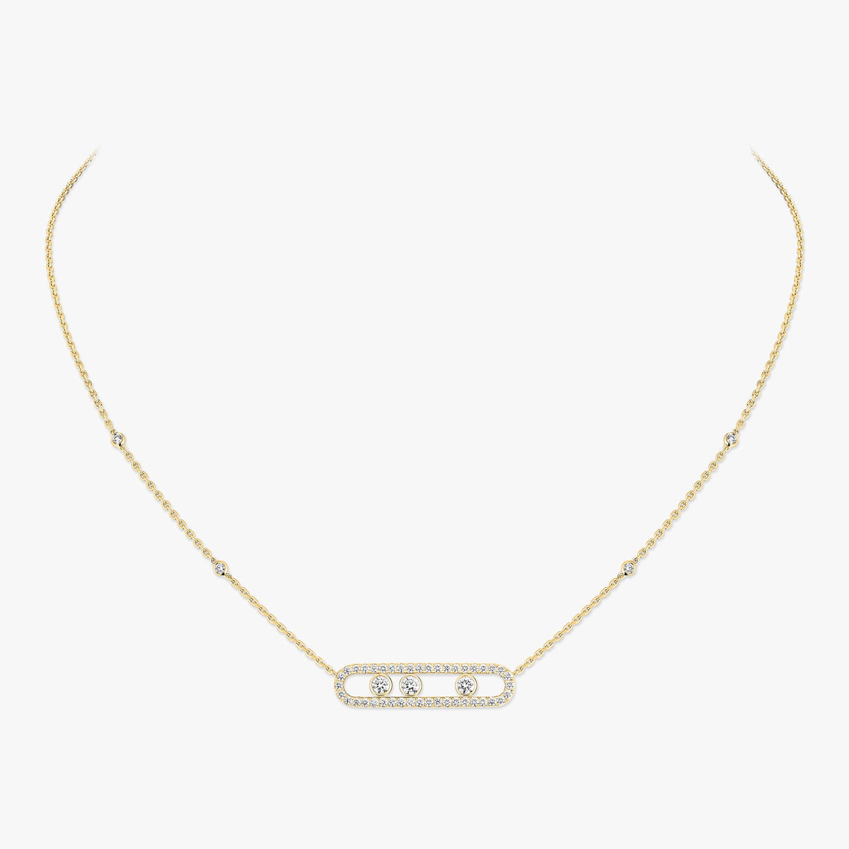 [Auream] Move Pave_ Rose Gold Diamond Necklace