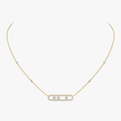 [Auream] Move Pave_ Rose Gold Diamond Necklace