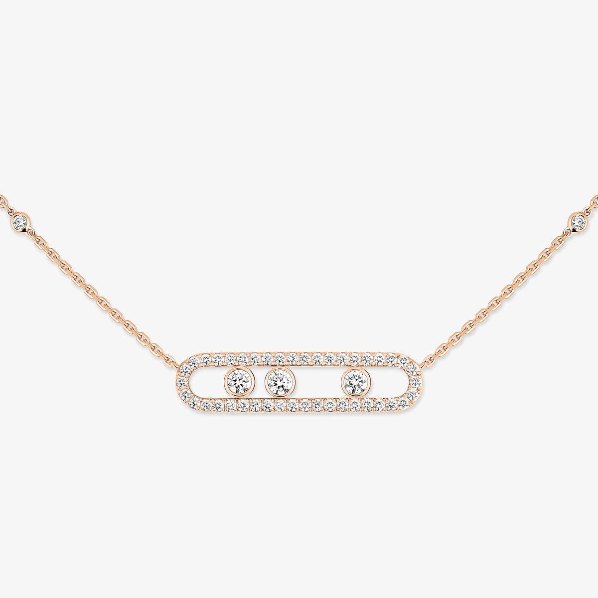 [Auream] Move Pave_ Rose Gold Diamond Necklace