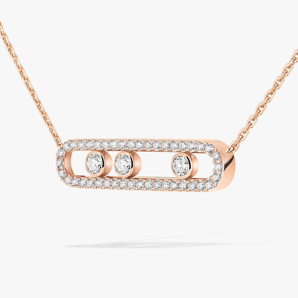 [Auream] Move Pave_ Rose Gold Diamond Necklace