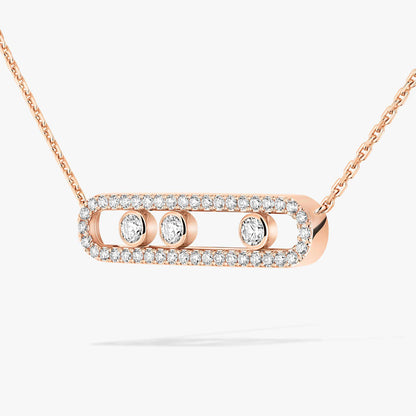 [Auream] Move Pave_ Rose Gold Diamond Necklace