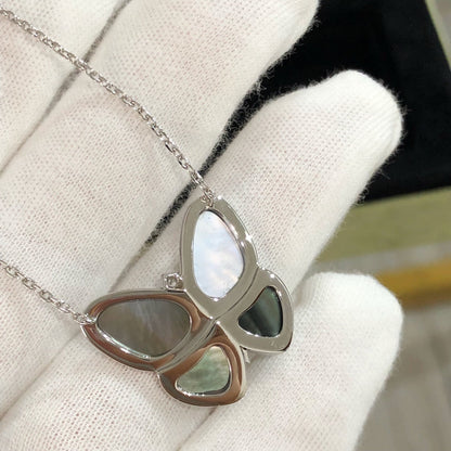 [Auream]LARGE BUTTERFLY SILVER PENDANT DIAMOND NECKLACE