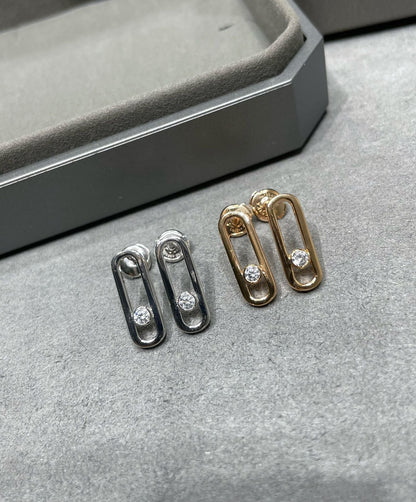 [Auream]MOVE UNO SMALL 1 DIAMOND EARRINGS