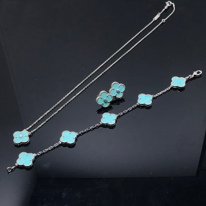 [Auream]CLOVER 1 DIAMOND BLUE SKY SILVER EARRINGS