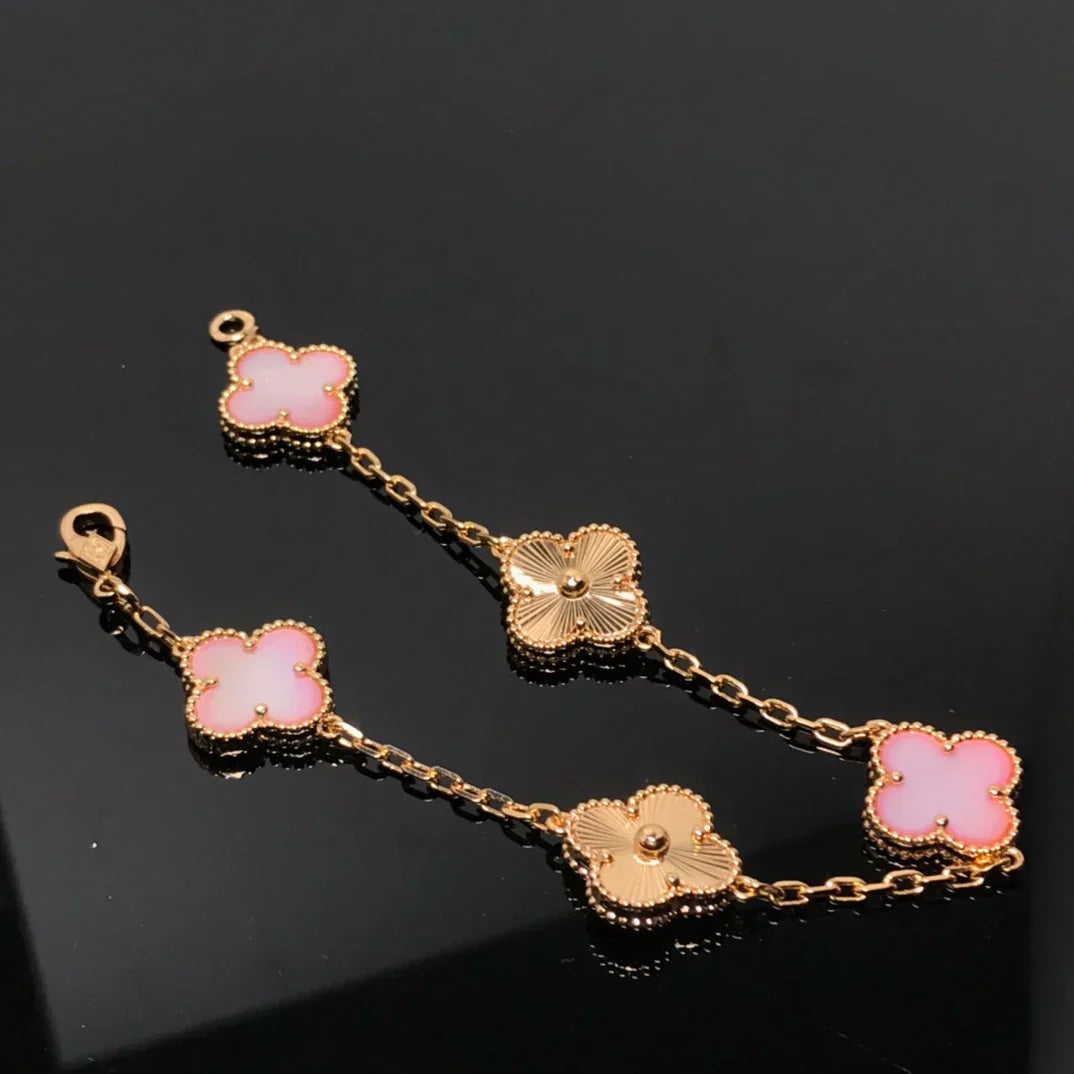 [Auream] CLOVER 5 MOTIFS  PINK MOP BRACELET COLLECTION