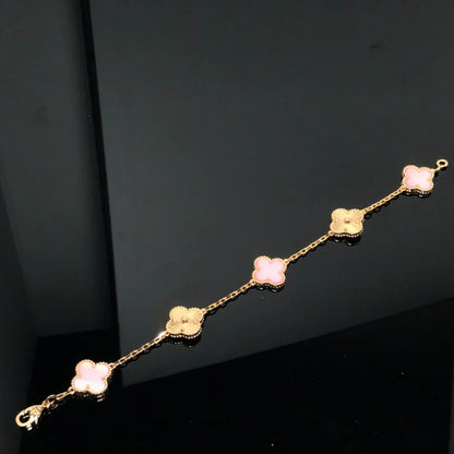[Auream] CLOVER 5 MOTIFS  PINK MOP BRACELET COLLECTION