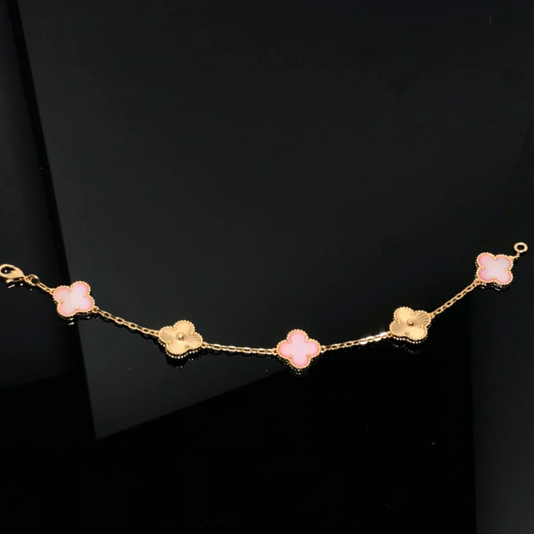 [Auream] CLOVER 5 MOTIFS  PINK MOP BRACELET COLLECTION