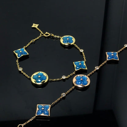 [Auream]STAR AND SUN 4 MOTIF BLUE BRACELET