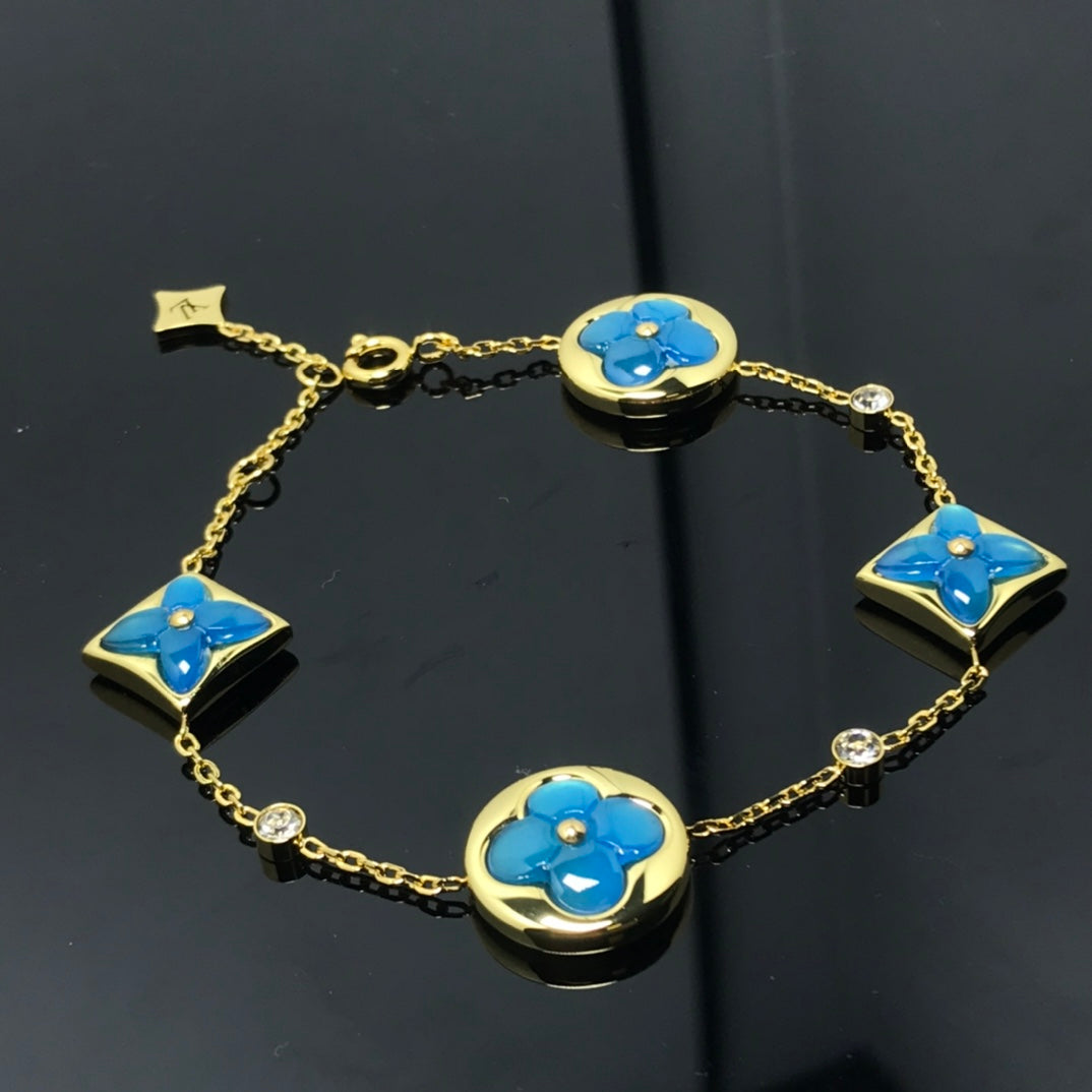 [Auream]STAR AND SUN 4 MOTIF BLUE BRACELET