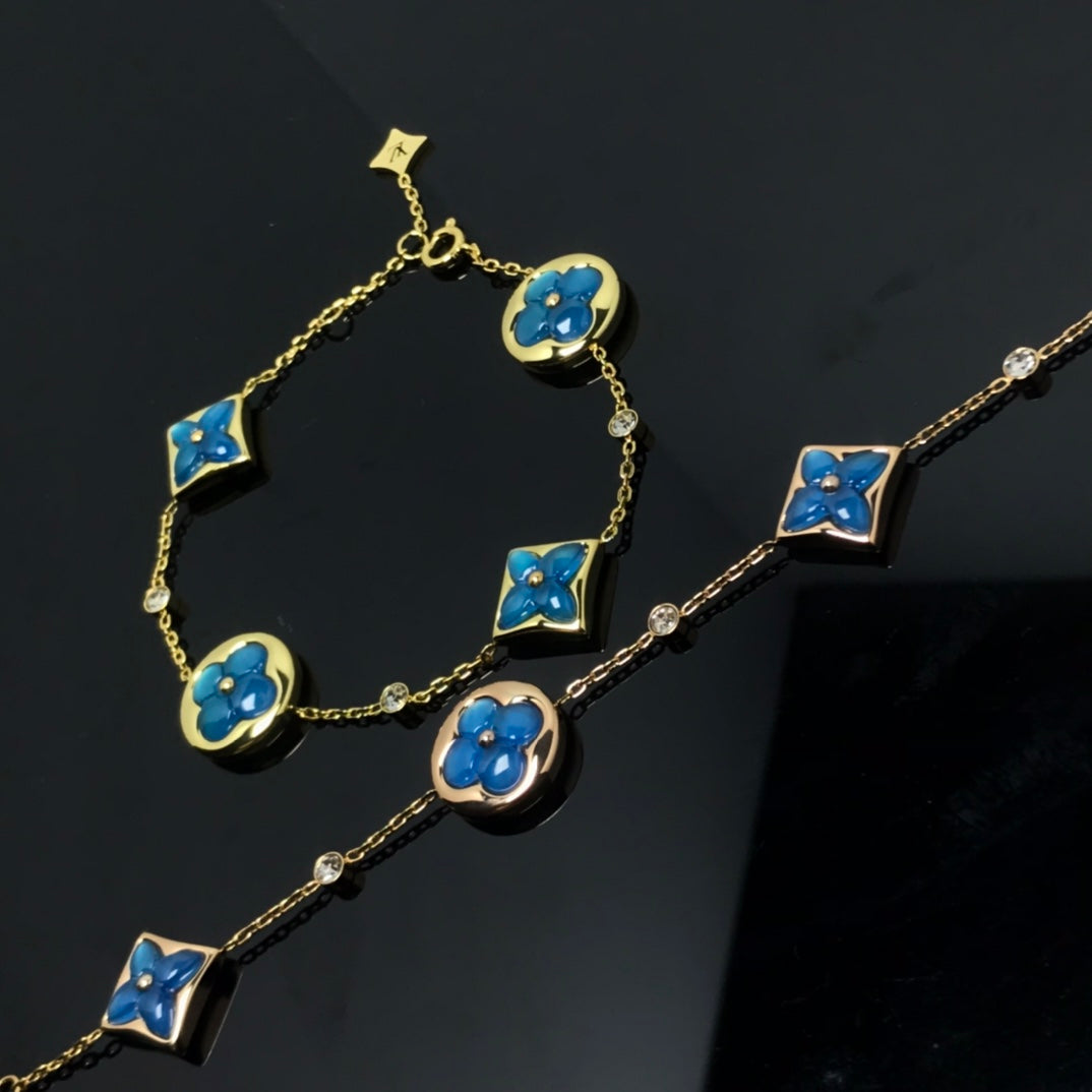 [Auream]STAR AND SUN 4 MOTIF BLUE BRACELET