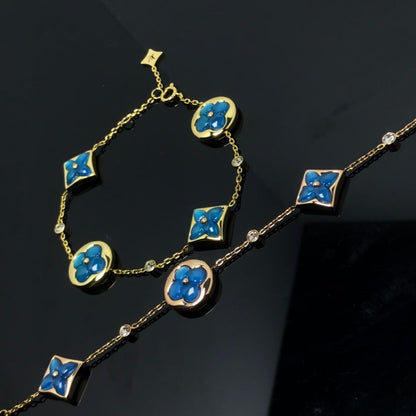 [Auream]STAR AND SUN 4 MOTIF BLUE BRACELET