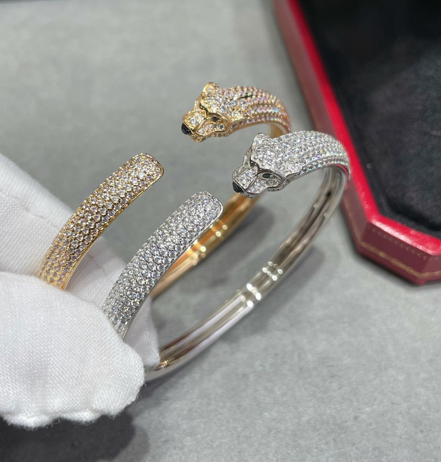 [Auream]PANTHERE FULL DIAMOND OPEN BRACELET