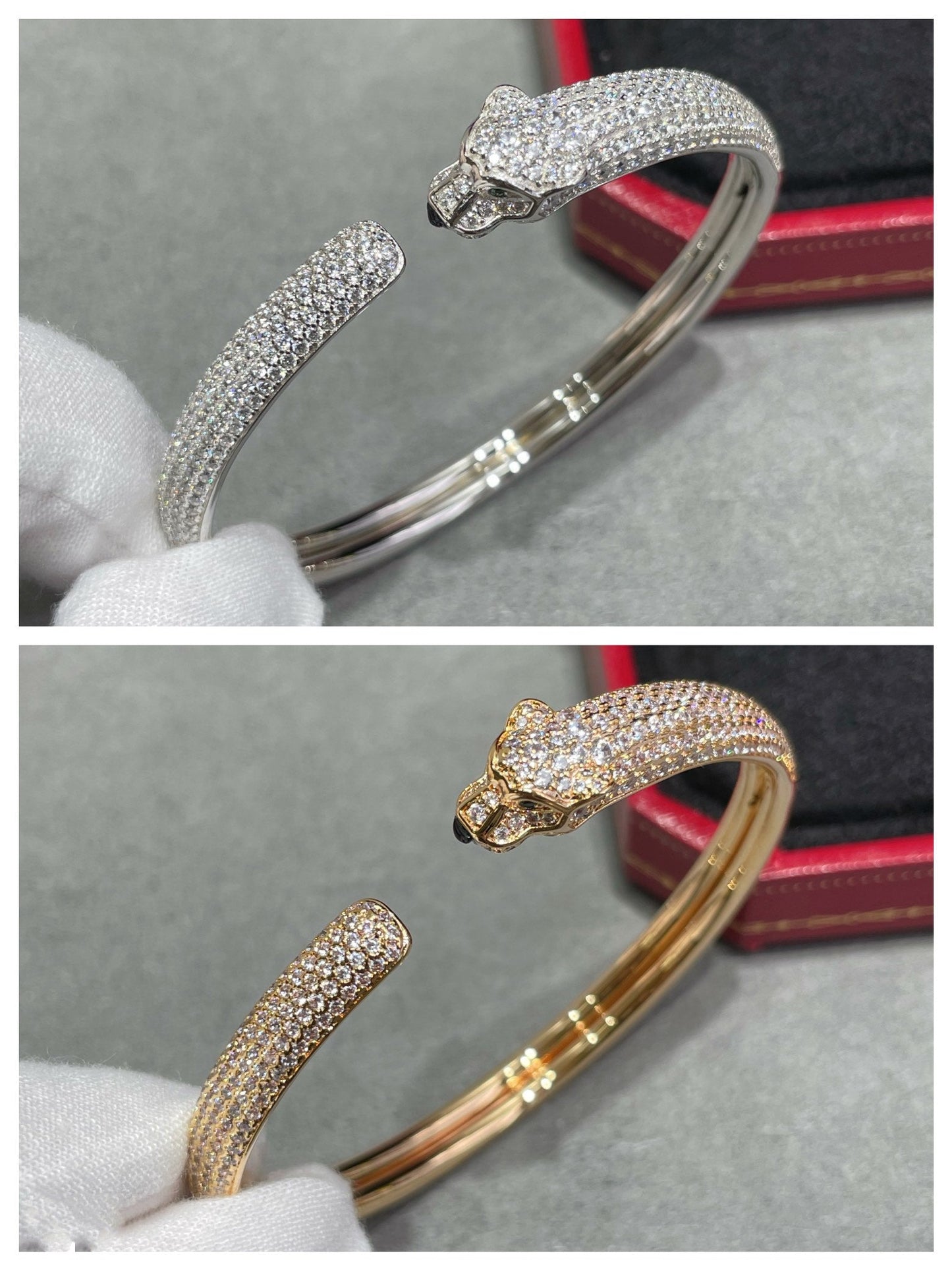 [Auream]PANTHERE FULL DIAMOND OPEN BRACELET