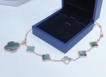 [Auream]COMBINED BRACELET 5 MOTIFS AND NECKLACE DARK MOP ROSE GOLD