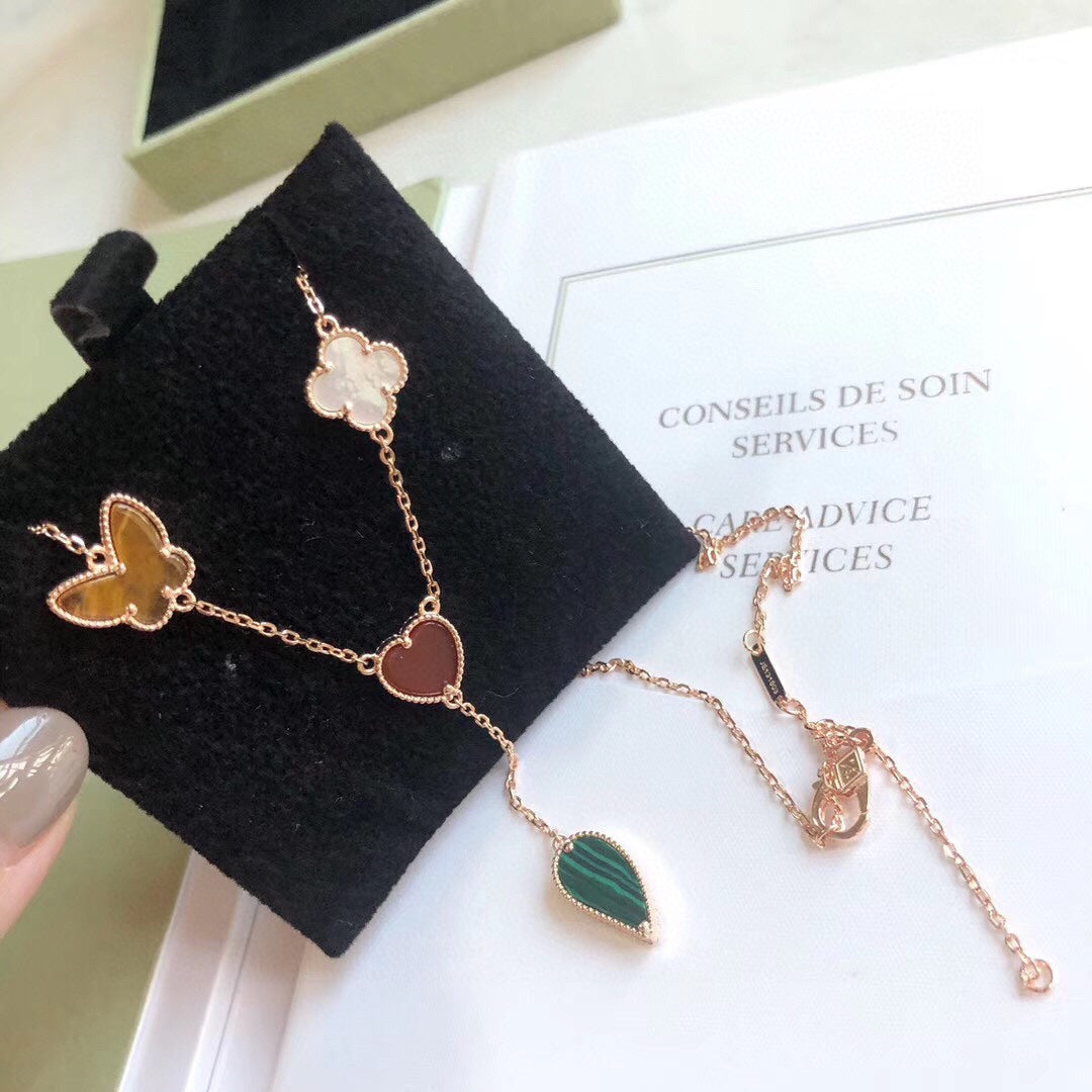 [Auream]LUCKY SPRING 4 MOTIFS ROSE GOLD NECKLACE