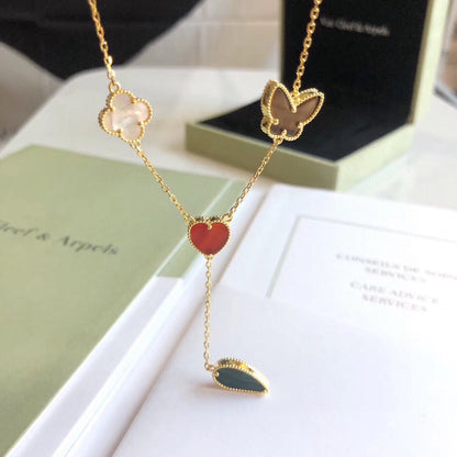 [Auream]LUCKY SPRING 4 MOTIFS ROSE GOLD NECKLACE