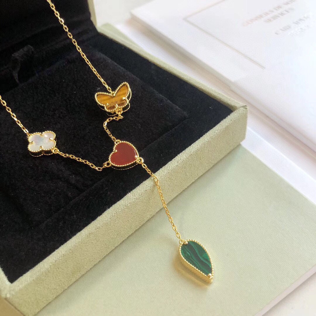 [Auream]LUCKY SPRING 4 MOTIFS ROSE GOLD NECKLACE