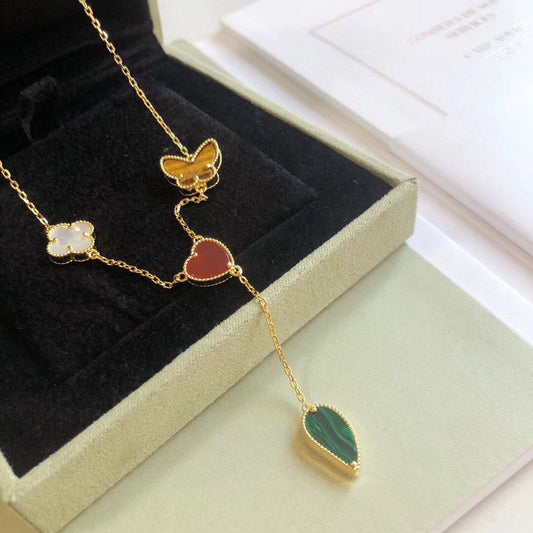 [Auream]LUCKY SPRING 4 MOTIFS ROSE GOLD NECKLACE
