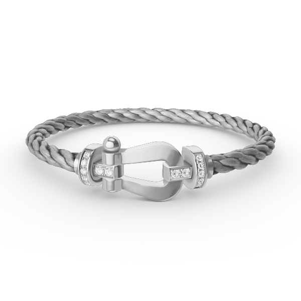 [Auream]FORCE LARGE HORSESHOE HALF DIAMOND BRACELET SILVER