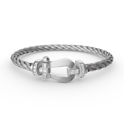 [Auream]FORCE LARGE HORSESHOE HALF DIAMOND BRACELET SILVER