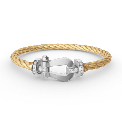 [Auream]FORCE LARGE HORSESHOE HALF DIAMOND BRACELET SILVER