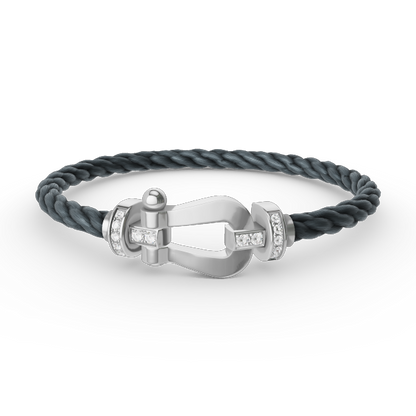 [Auream]FORCE LARGE HORSESHOE HALF DIAMOND BRACELET SILVER