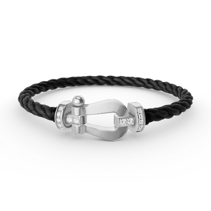 [Auream]FORCE LARGE HORSESHOE HALF DIAMOND BRACELET SILVER