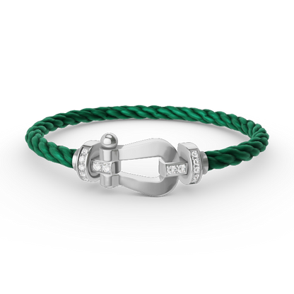[Auream]FORCE LARGE HORSESHOE HALF DIAMOND BRACELET SILVER