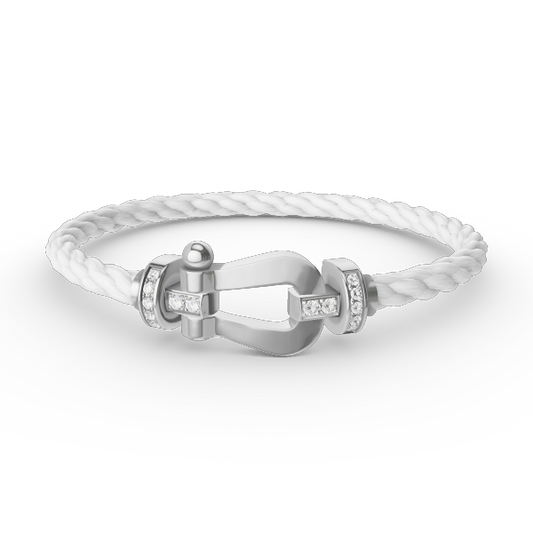 [Auream]FORCE LARGE HORSESHOE HALF DIAMOND BRACELET SILVER