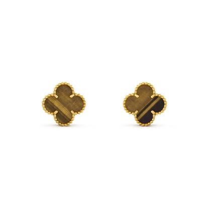 [Auream]CLOVER MEDIUM 1 MOTIFS TIGER EYE EARRINGS