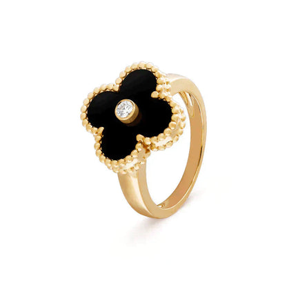 [Auream]CLOVER ONYX RING GOLD DIAMOND