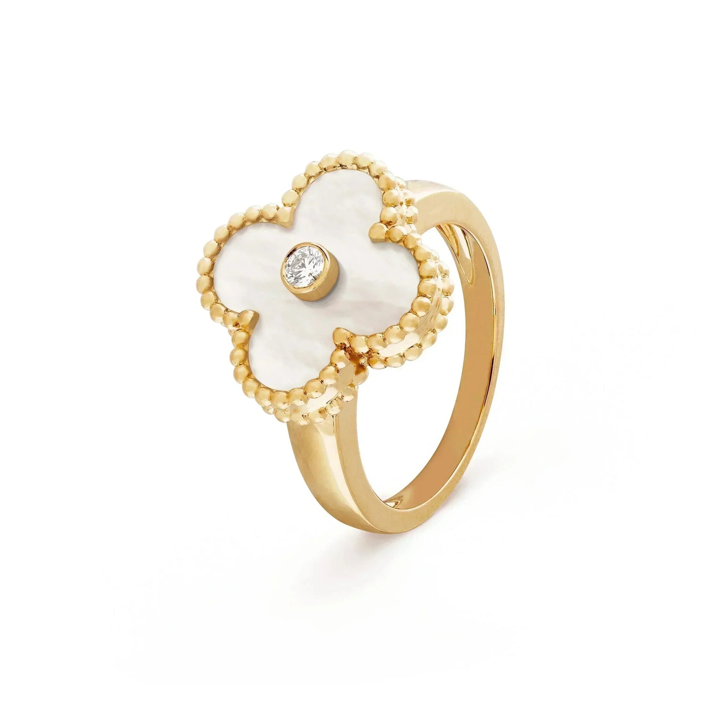 [Auream]CLOVER PINK MOP RING GOLD DIAMOND