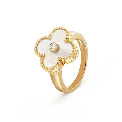 [Auream]CLOVER PINK MOP RING GOLD DIAMOND