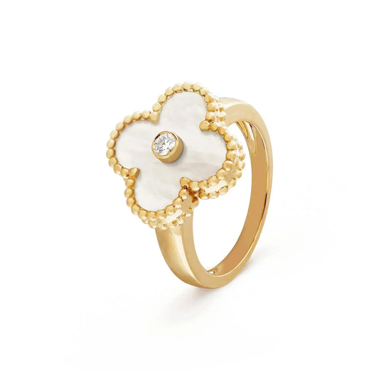 [Auream]CLOVER PINK MOP RING GOLD DIAMOND