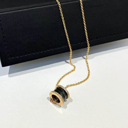 [Auream]ZERO 1 BLACK CERAMIC DIAMOND PINK GOLD NECKLACE