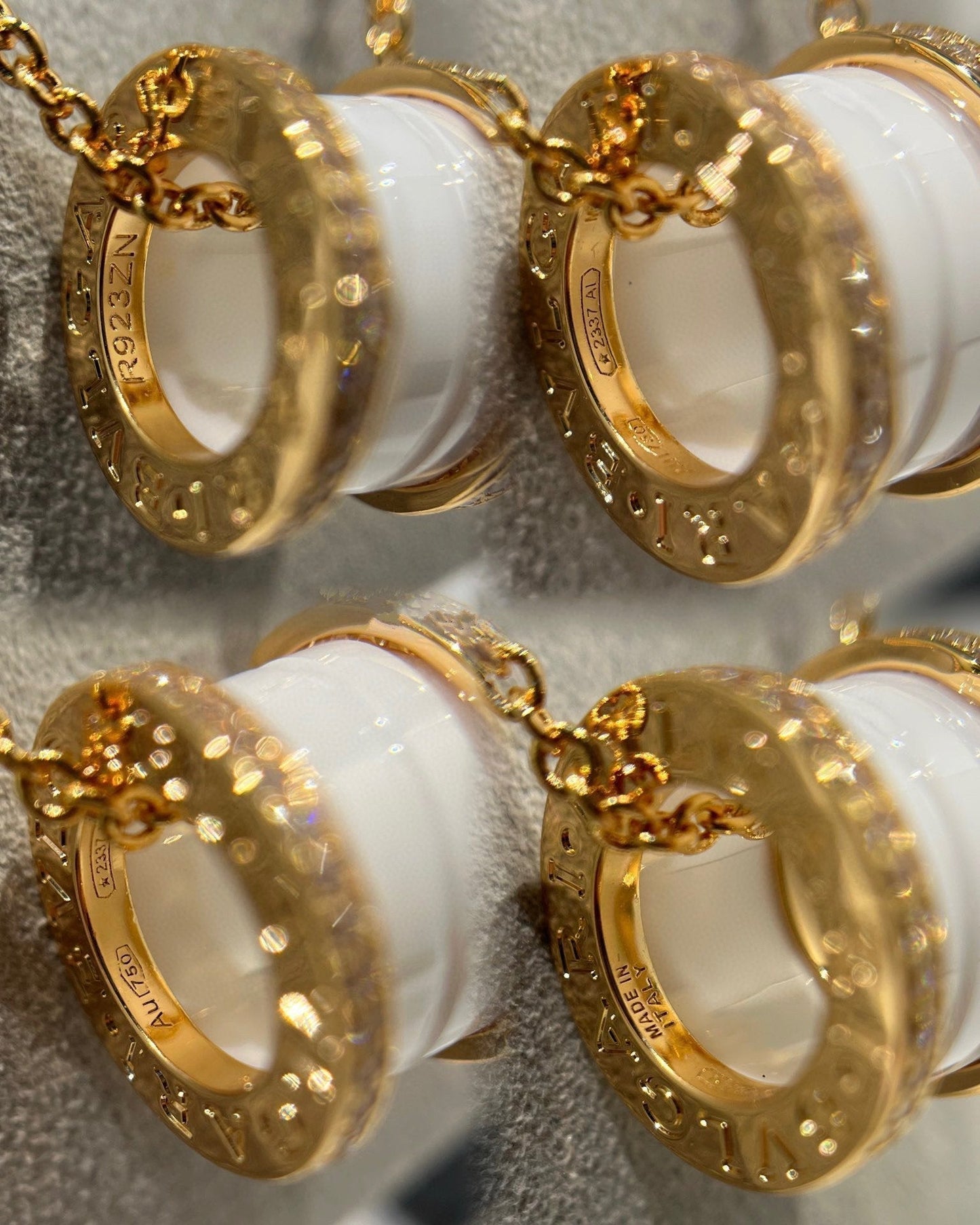 [Auream]ZERO 1 WHITE CERAMIC DIAMOND PINK GOLD NECKLACE